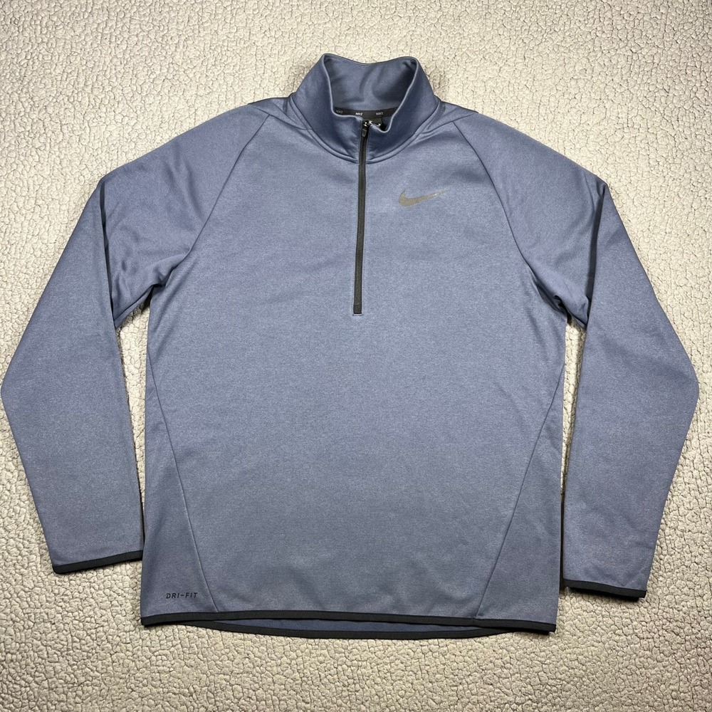 Nike Dri-FIT Mens Quarter Zip Pullover Fleece Blue 932041-471 Medium